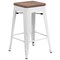 Merrick Lane Dalton Series Backless Metal Dining Stool with Wooden Seat for Indoor Use